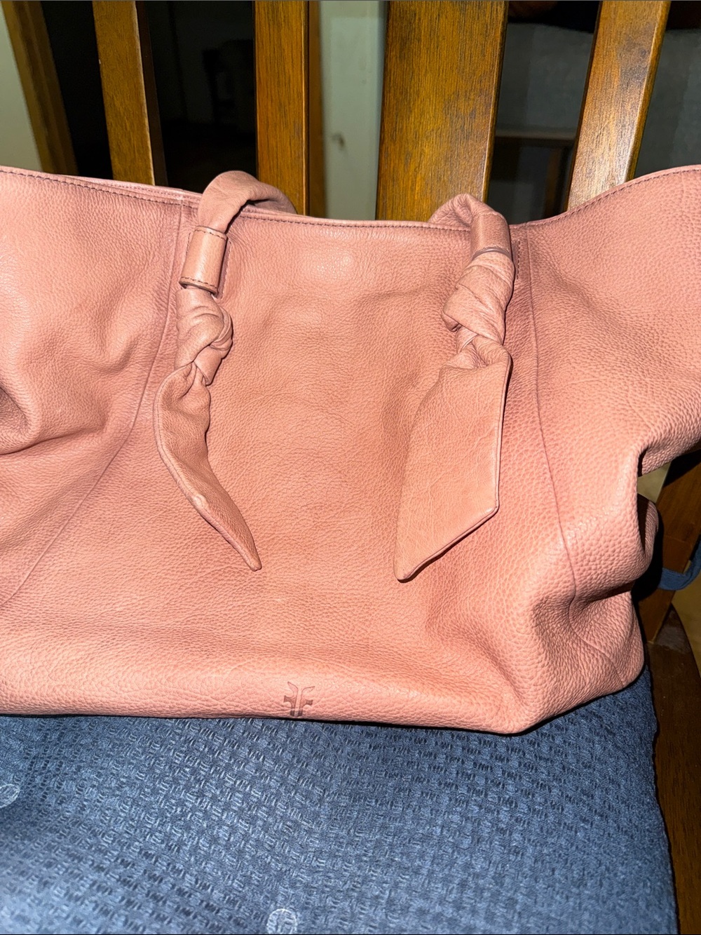 Frye Blush Pink Leather Tote with Knotted Straps - Picture 3 of 4